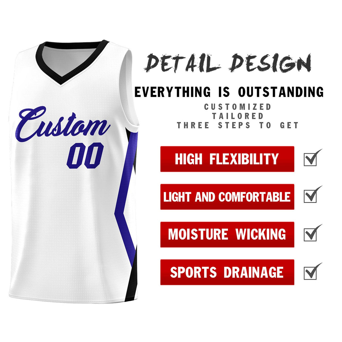 Custom White Side Rhombus Graffiti Pattern Kits Basketball Jersey|KXKSHOP