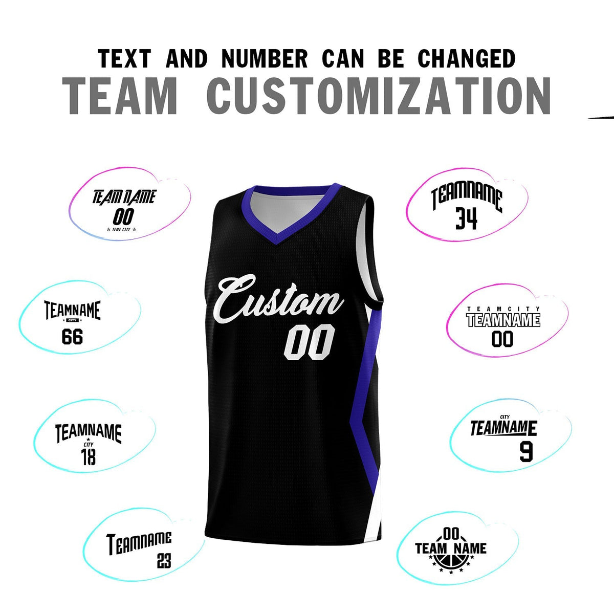 Custom Black Side Rhombus Graffiti Pattern Kits Basketball Jersey|KXKSHOP