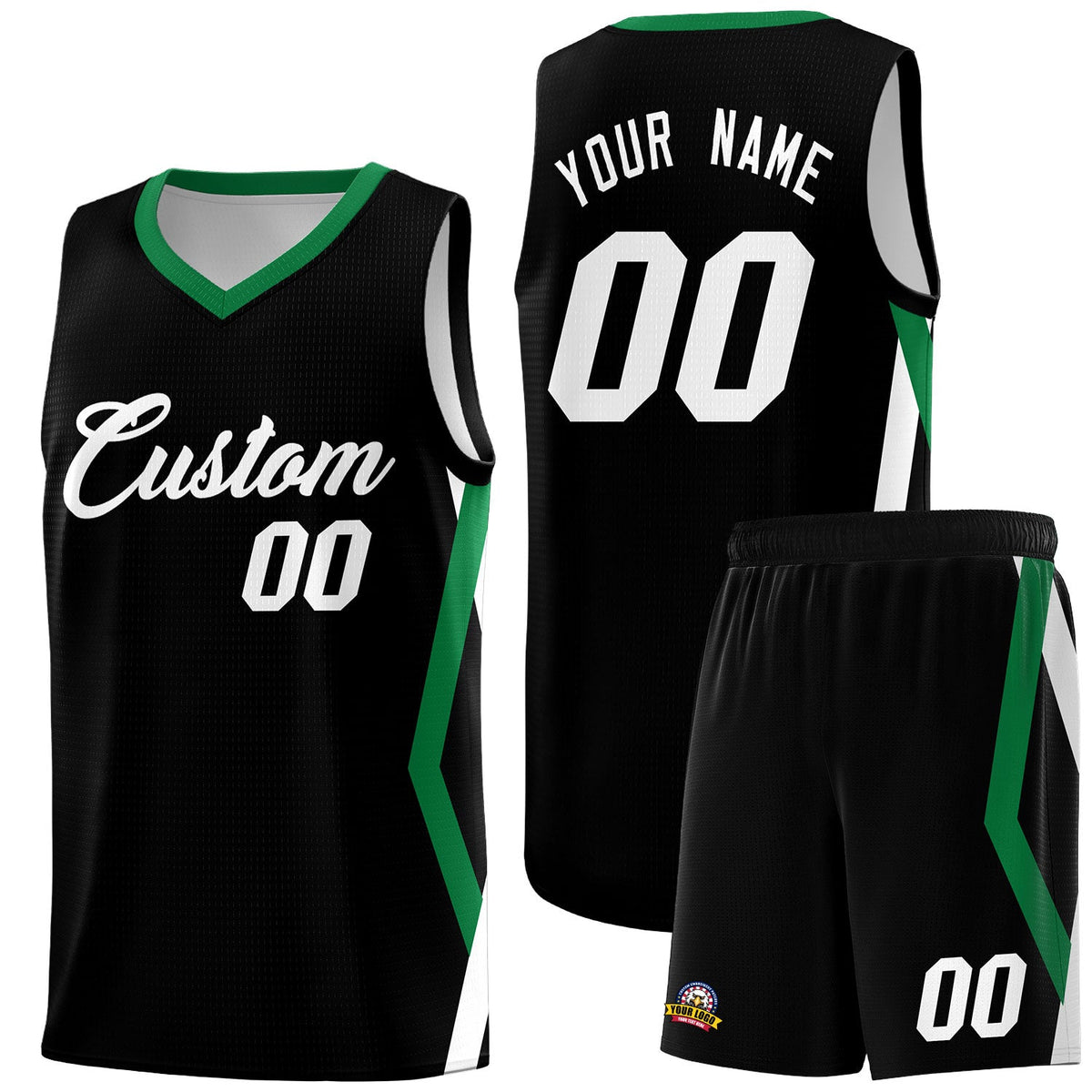 Custom Black Side Rhombus Graffiti Pattern Kits Basketball Jersey|KXKSHOP