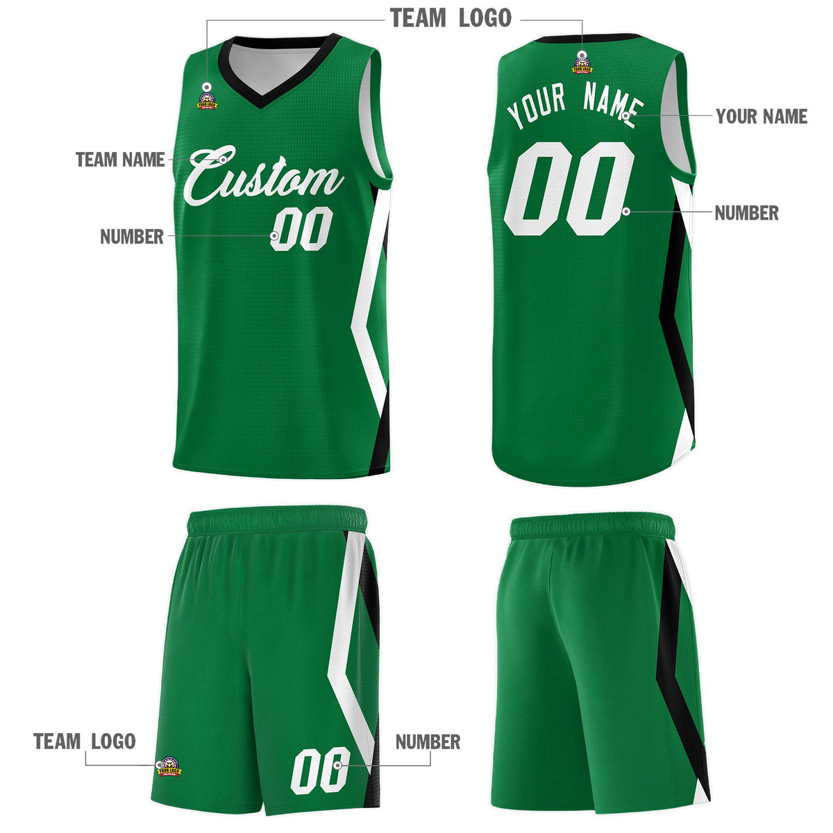 Custom Kelly Green Side Rhombus Graffiti Pattern Kits Basketball Jersey|KXKSHOP