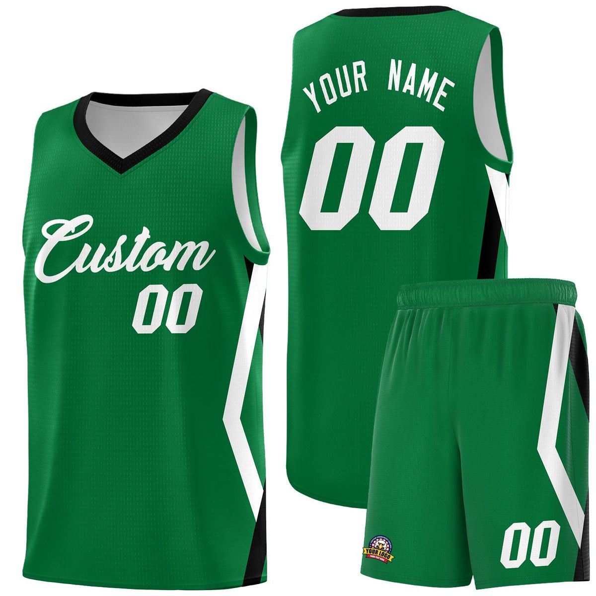 Custom Kelly Green Side Rhombus Graffiti Pattern Kits Basketball Jersey|KXKSHOP