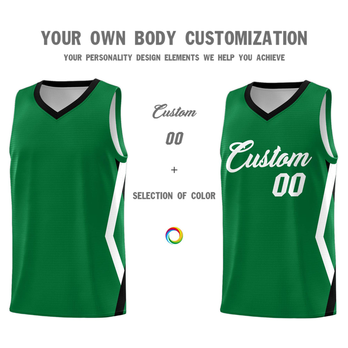 Custom Kelly Green Side Rhombus Graffiti Pattern Kits Basketball Jersey|KXKSHOP