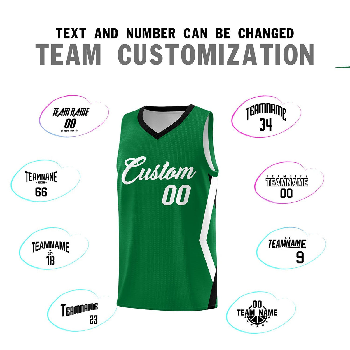 Custom Kelly Green Side Rhombus Graffiti Pattern Kits Basketball Jersey|KXKSHOP