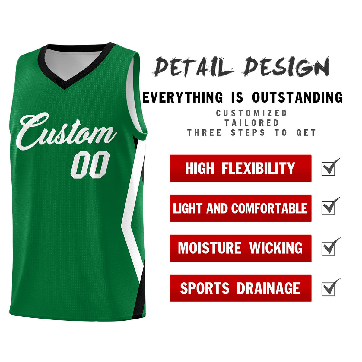 Custom Kelly Green Side Rhombus Graffiti Pattern Kits Basketball Jersey|KXKSHOP
