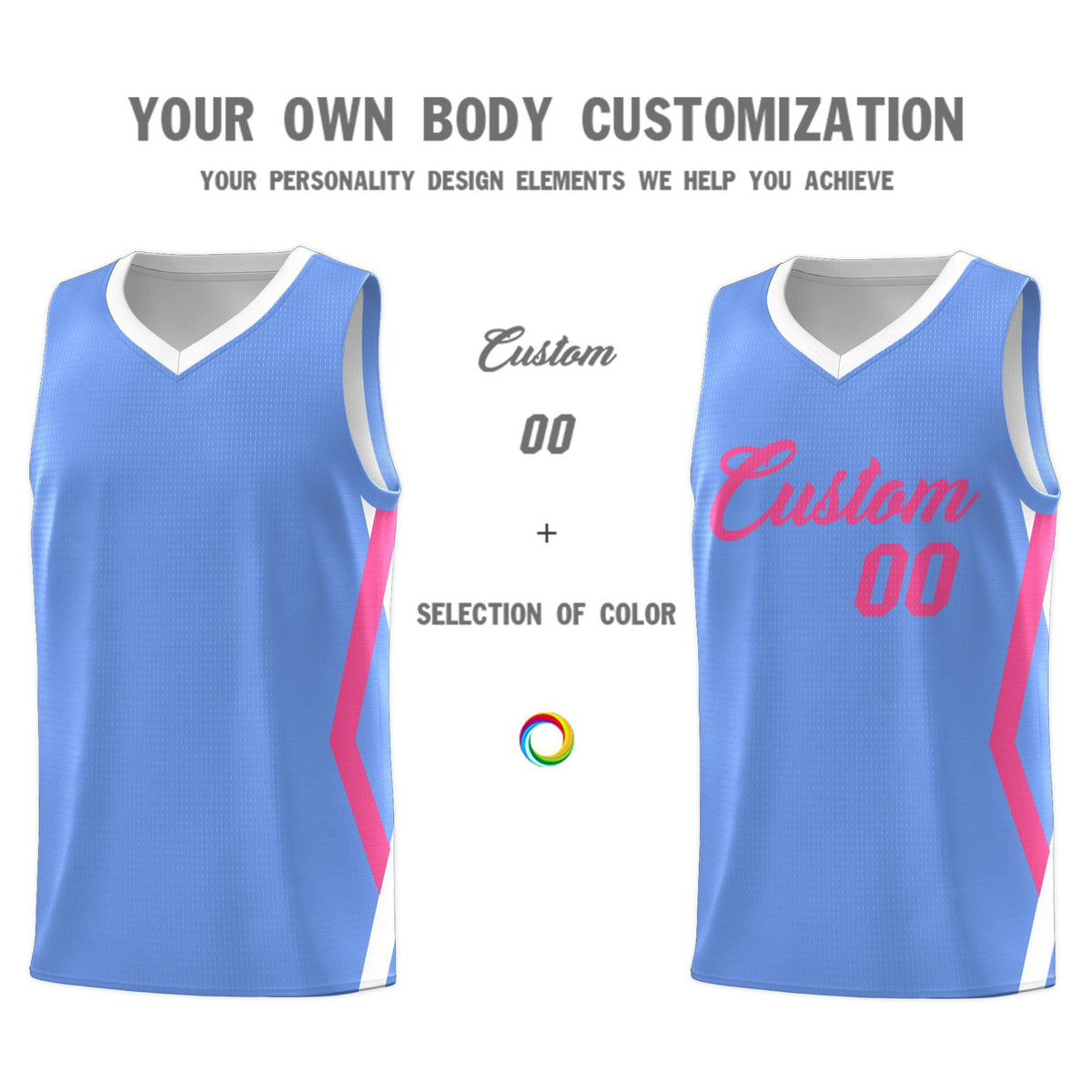 Custom Light Blue Side Rhombus Graffiti Pattern Kits Basketball Jersey|KXKSHOP