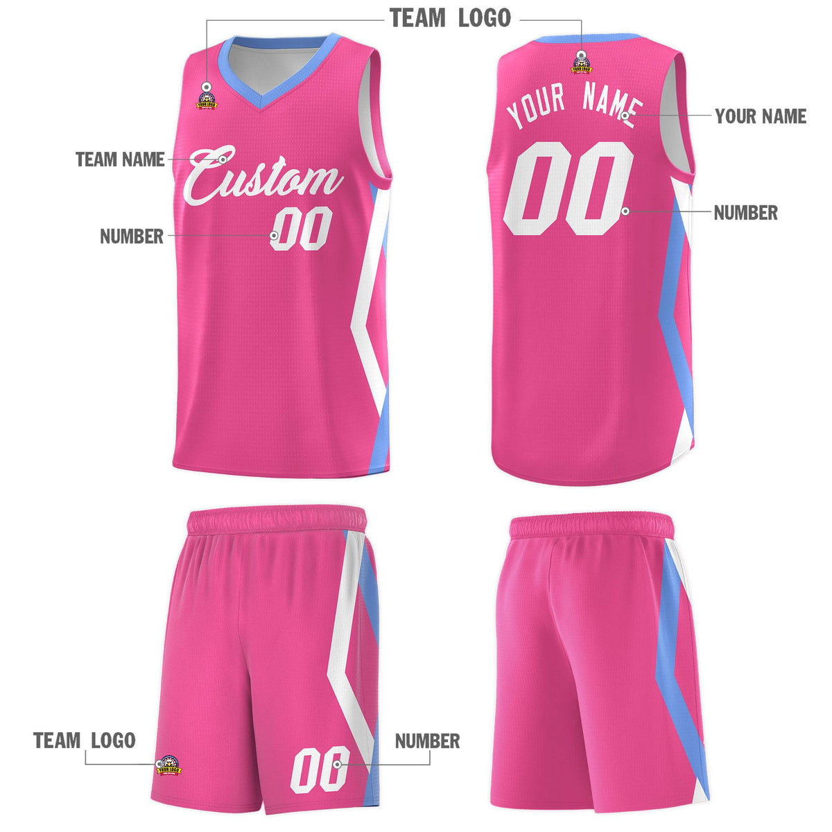 Custom Pink Side Rhombus Graffiti Pattern Kits Basketball Jersey|KXKSHOP