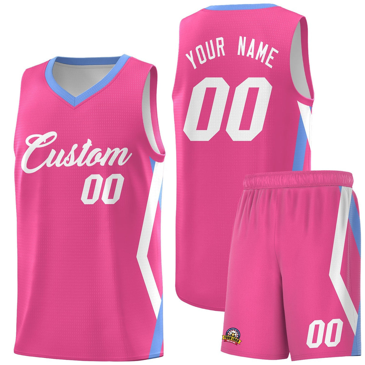 Custom Pink Side Rhombus Graffiti Pattern Kits Basketball Jersey|KXKSHOP