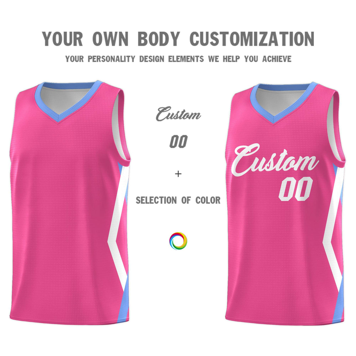 Custom Pink Side Rhombus Graffiti Pattern Kits Basketball Jersey|KXKSHOP