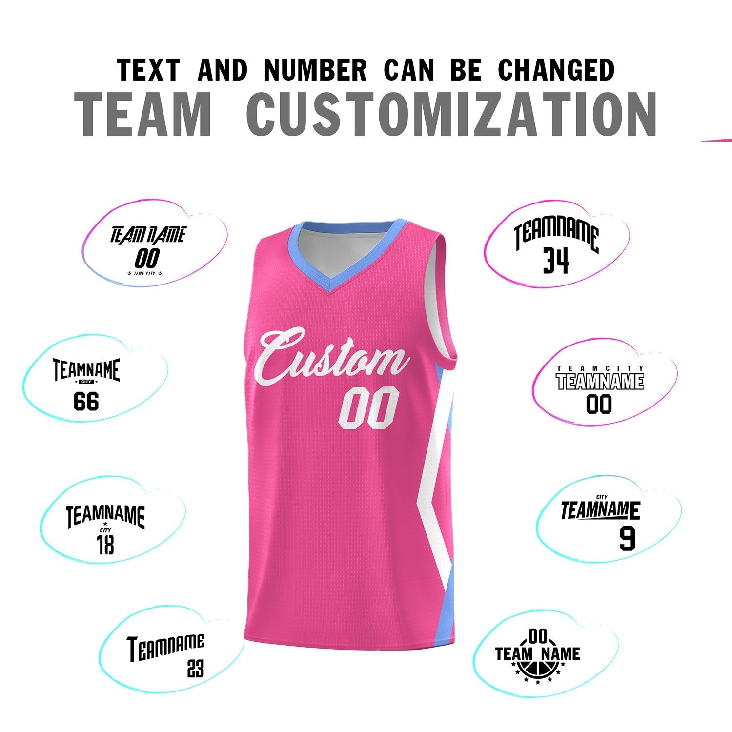 Custom Pink Side Rhombus Graffiti Pattern Kits Basketball Jersey|KXKSHOP