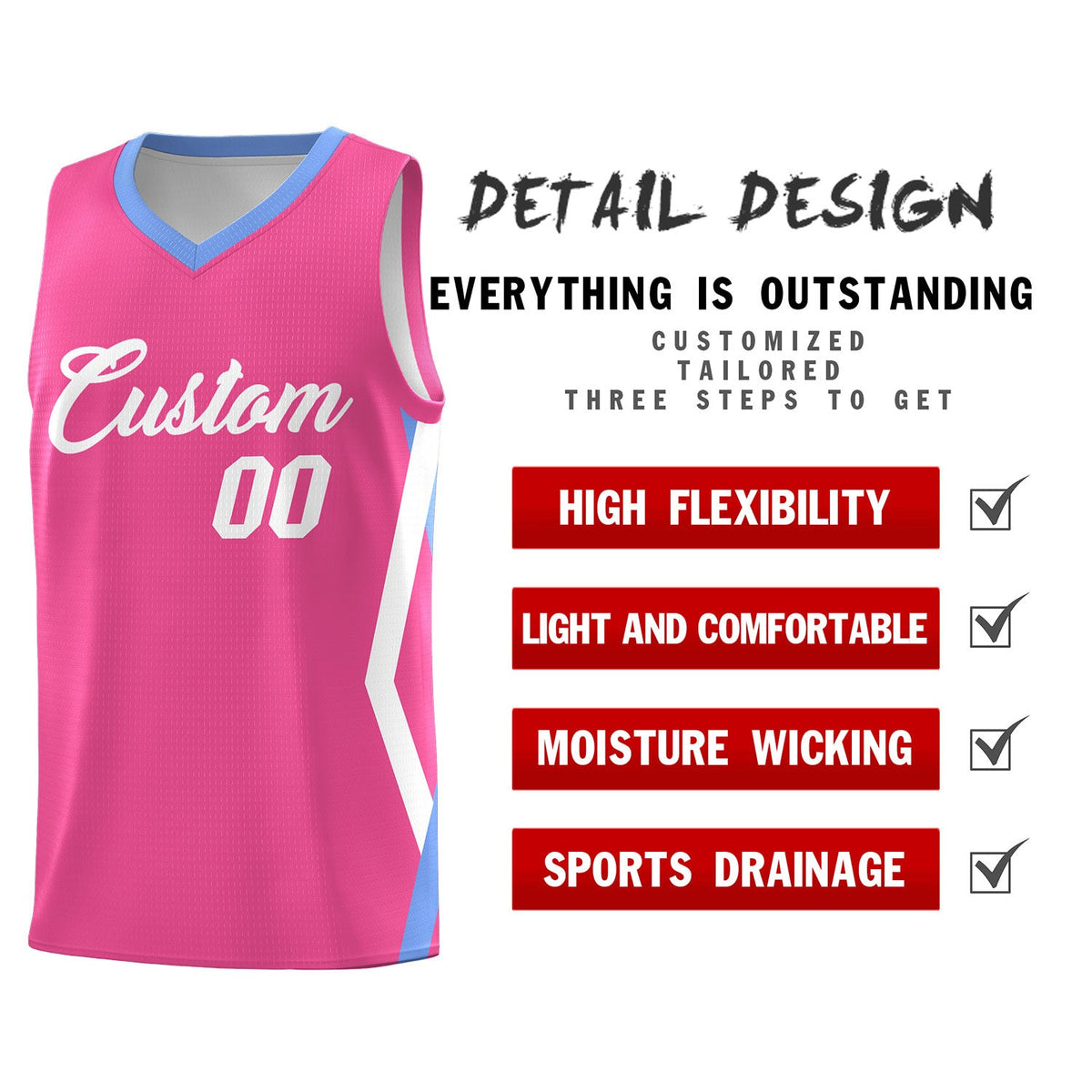 Custom Pink Side Rhombus Graffiti Pattern Kits Basketball Jersey|KXKSHOP
