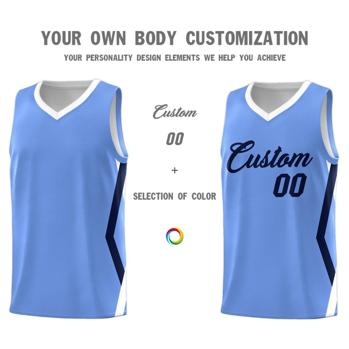 Custom Light Blue Side Rhombus Graffiti Pattern Kits Basketball Jersey|KXKSHOP