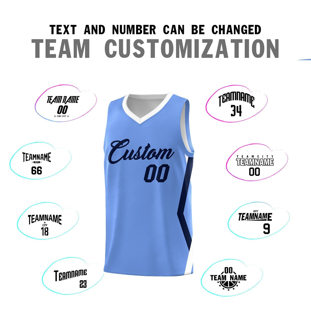 Custom Light Blue Side Rhombus Graffiti Pattern Kits Basketball Jersey|KXKSHOP