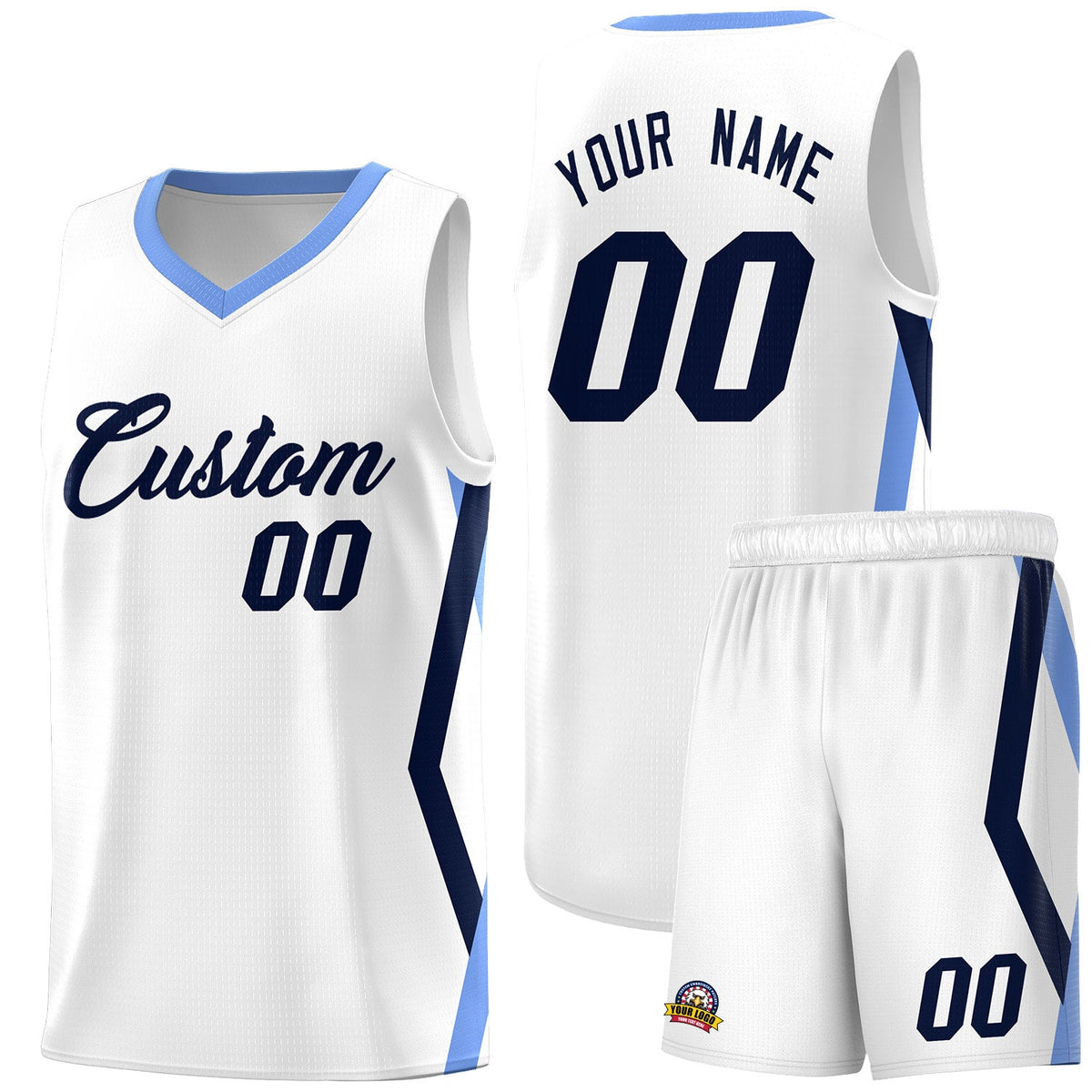 Custom White Side Rhombus Graffiti Pattern Kits Basketball Jersey|KXKSHOP