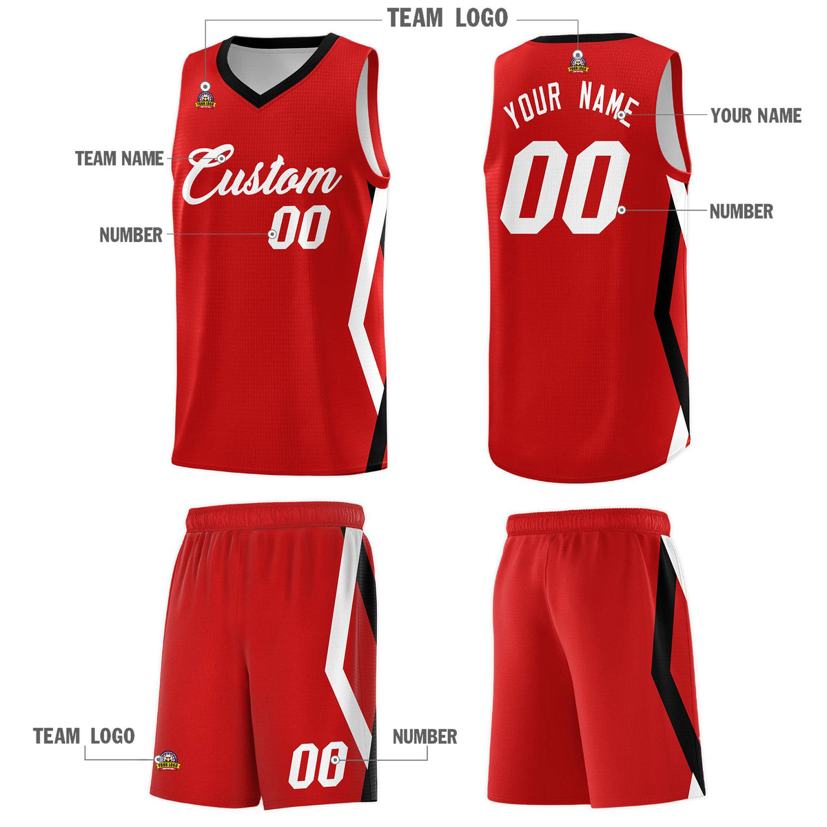 Custom Red Side Rhombus Graffiti Pattern Kits Basketball Jersey|KXKSHOP
