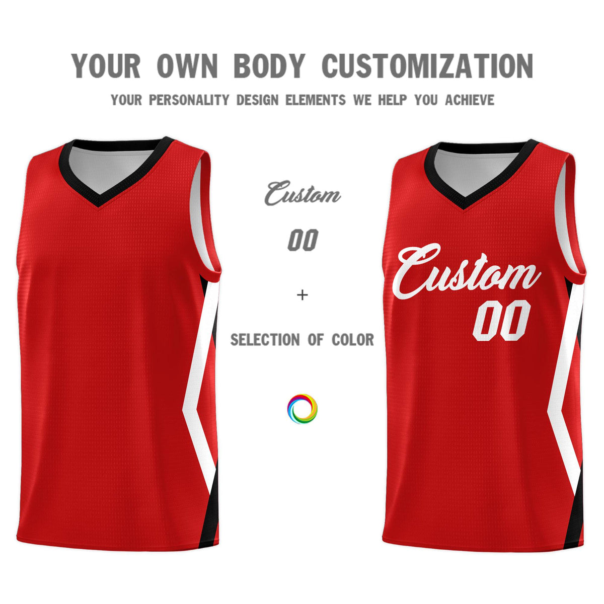 Custom Red Side Rhombus Graffiti Pattern Kits Basketball Jersey|KXKSHOP