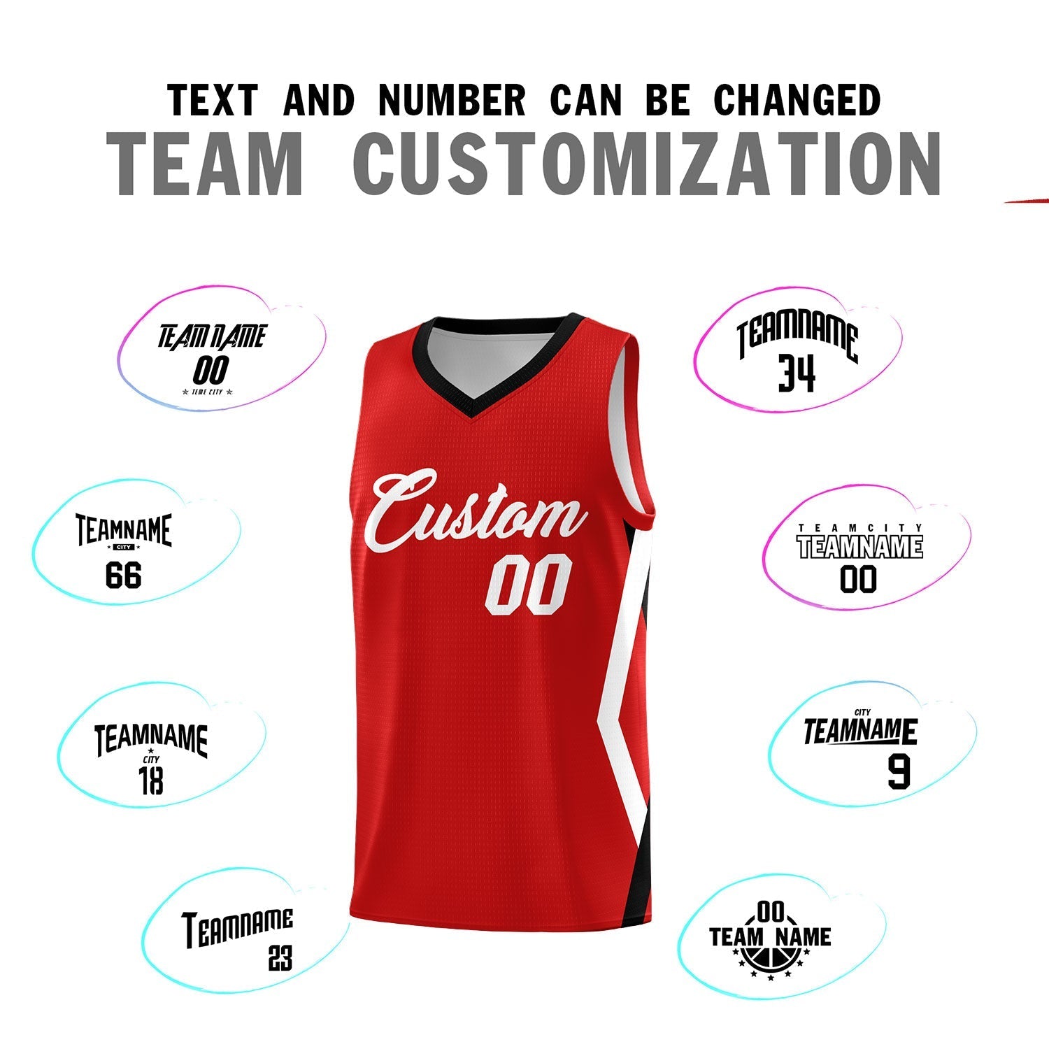Custom Red Side Rhombus Graffiti Pattern Kits Basketball Jersey|KXKSHOP