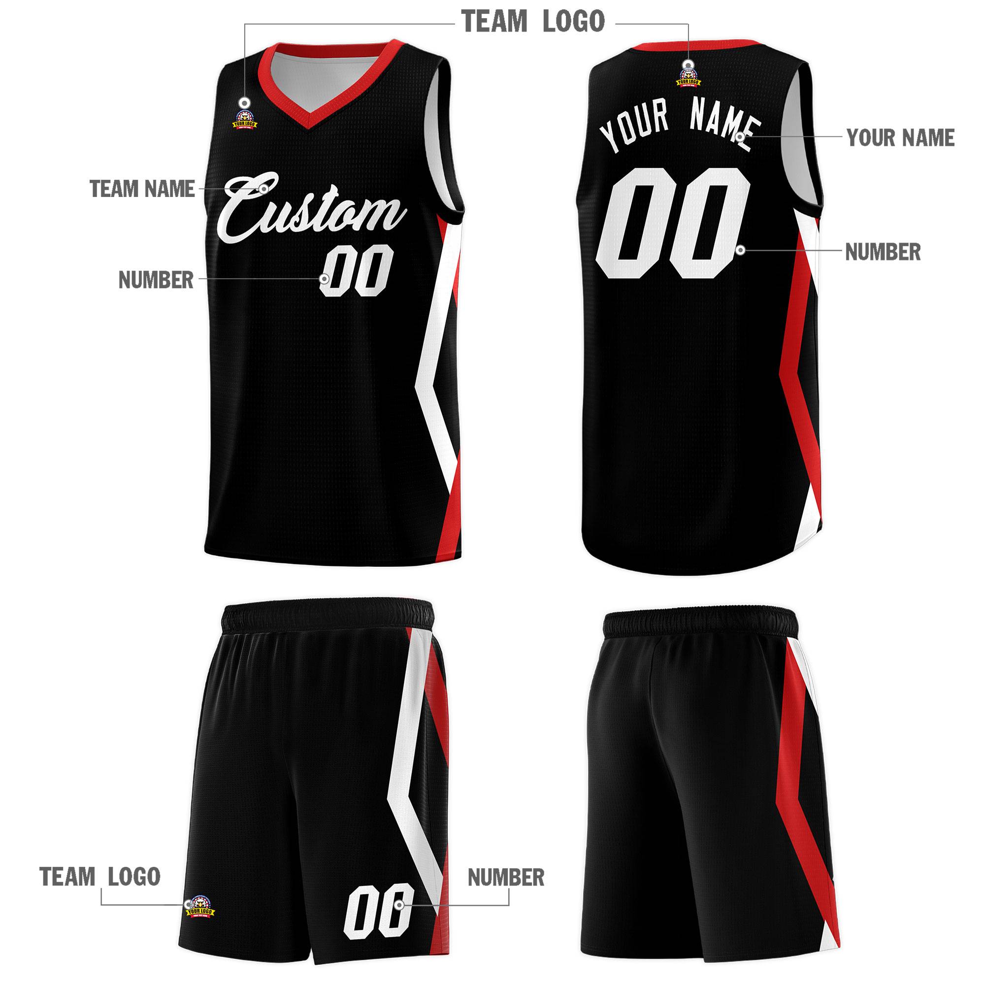 Custom Black Side Rhombus Graffiti Pattern Kits Basketball Jersey|KXKSHOP