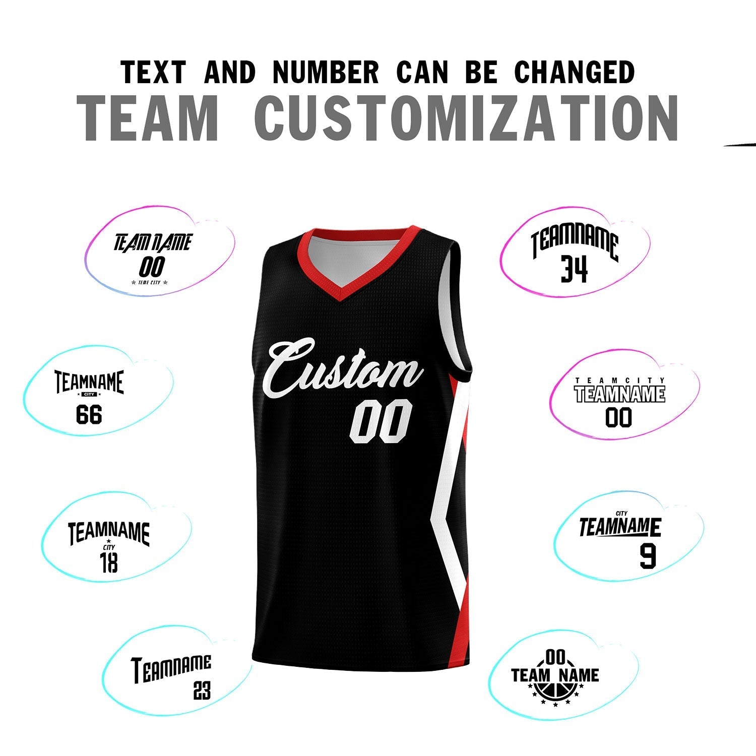 Custom Black Side Rhombus Graffiti Pattern Kits Basketball Jersey|KXKSHOP