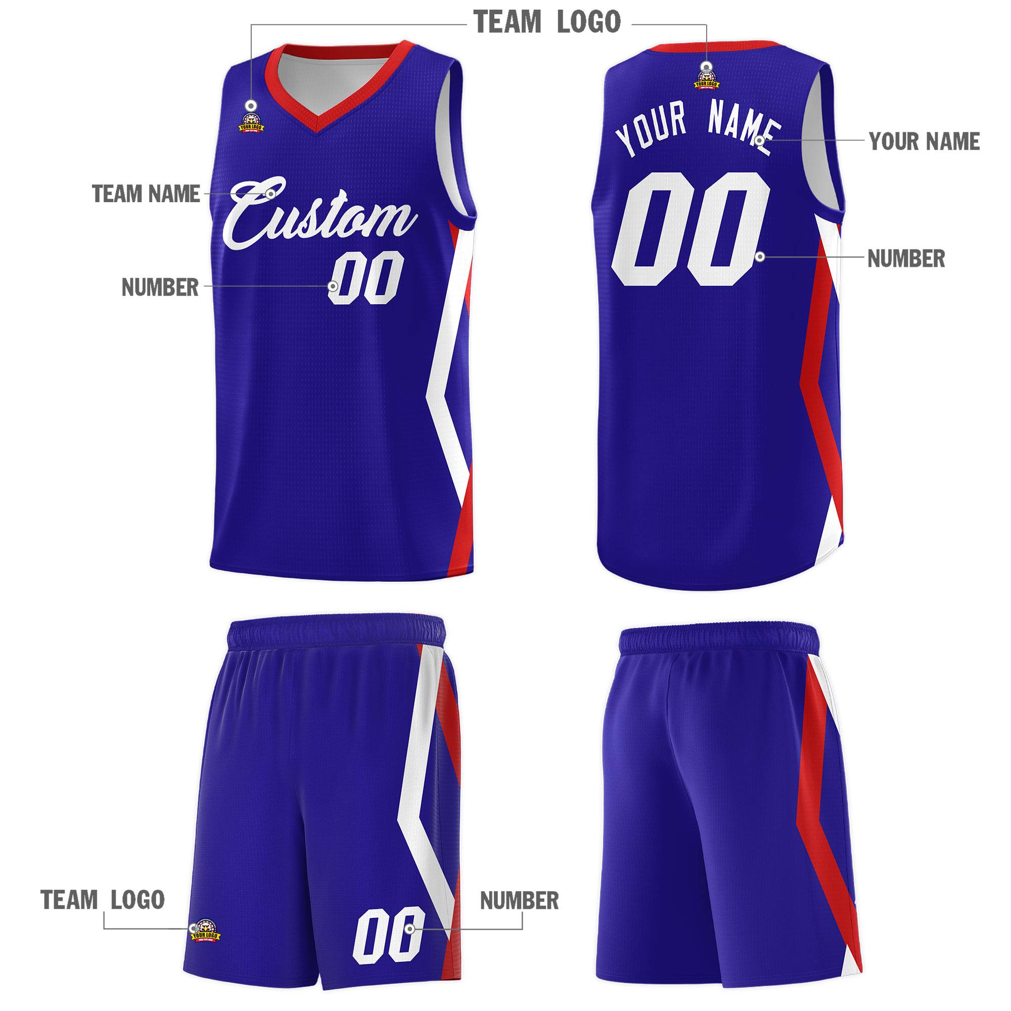 Custom Royal Side Rhombus Graffiti Pattern Kits Basketball Jersey|KXKSHOP