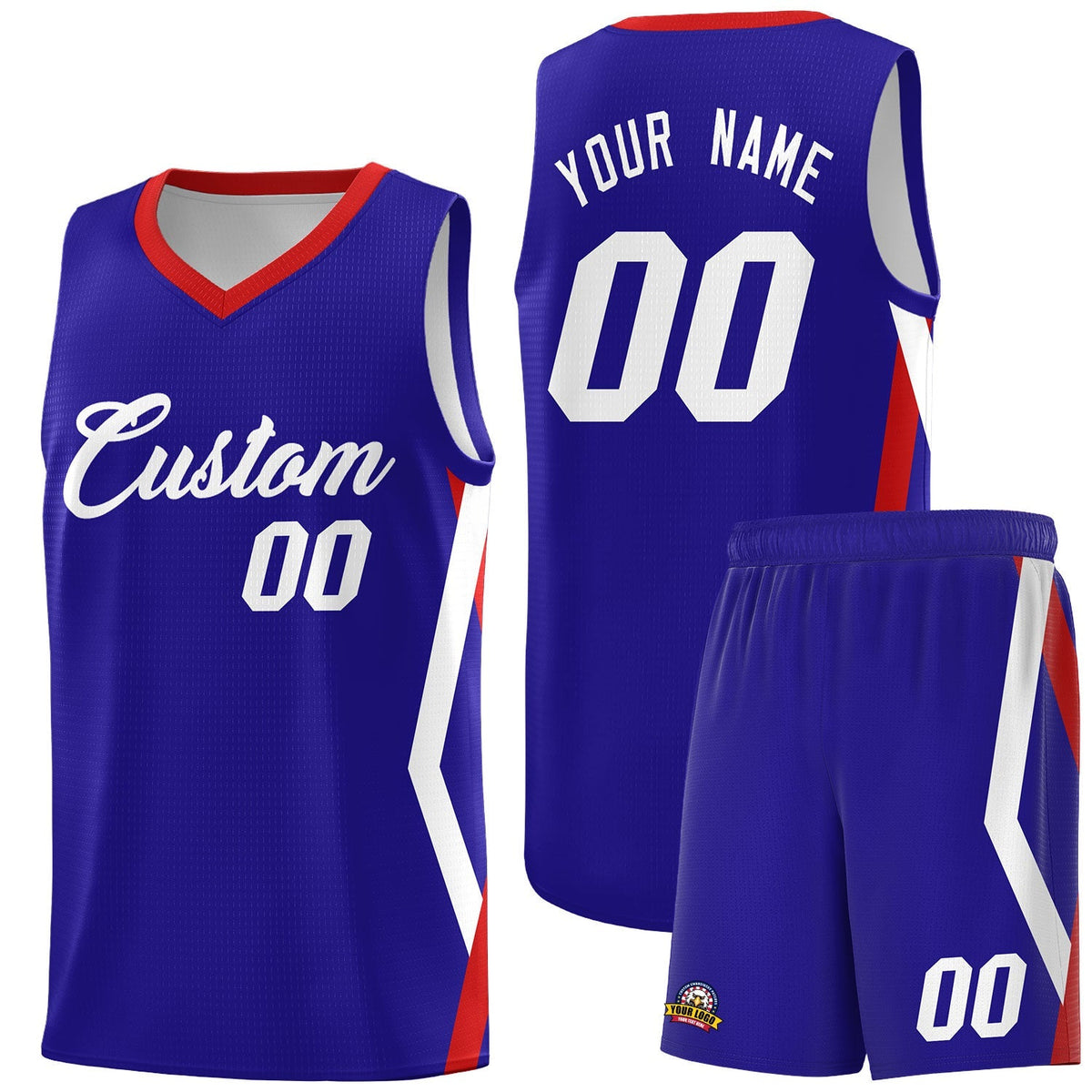 Custom Royal Side Rhombus Graffiti Pattern Kits Basketball Jersey|KXKSHOP