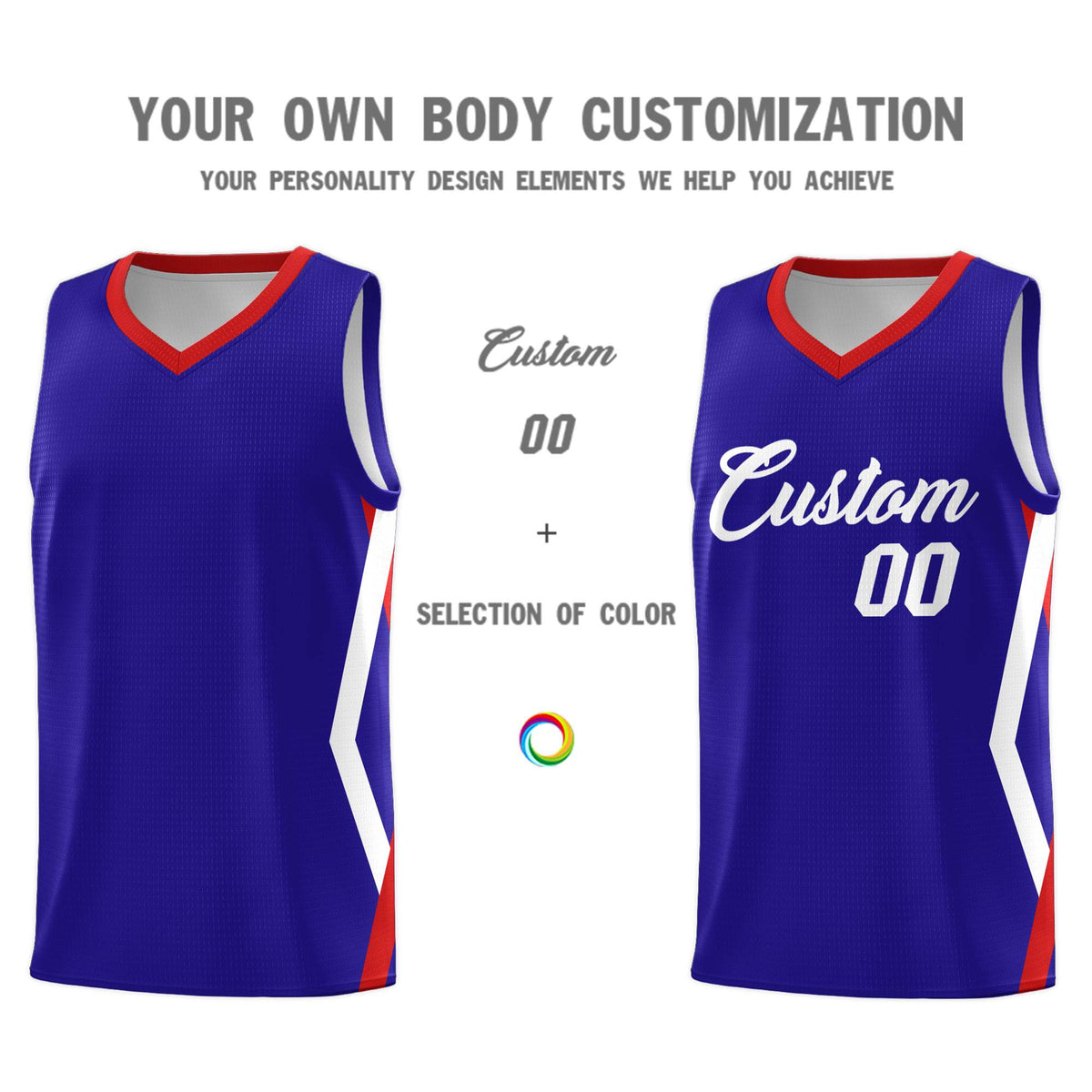 Custom Royal Side Rhombus Graffiti Pattern Kits Basketball Jersey|KXKSHOP