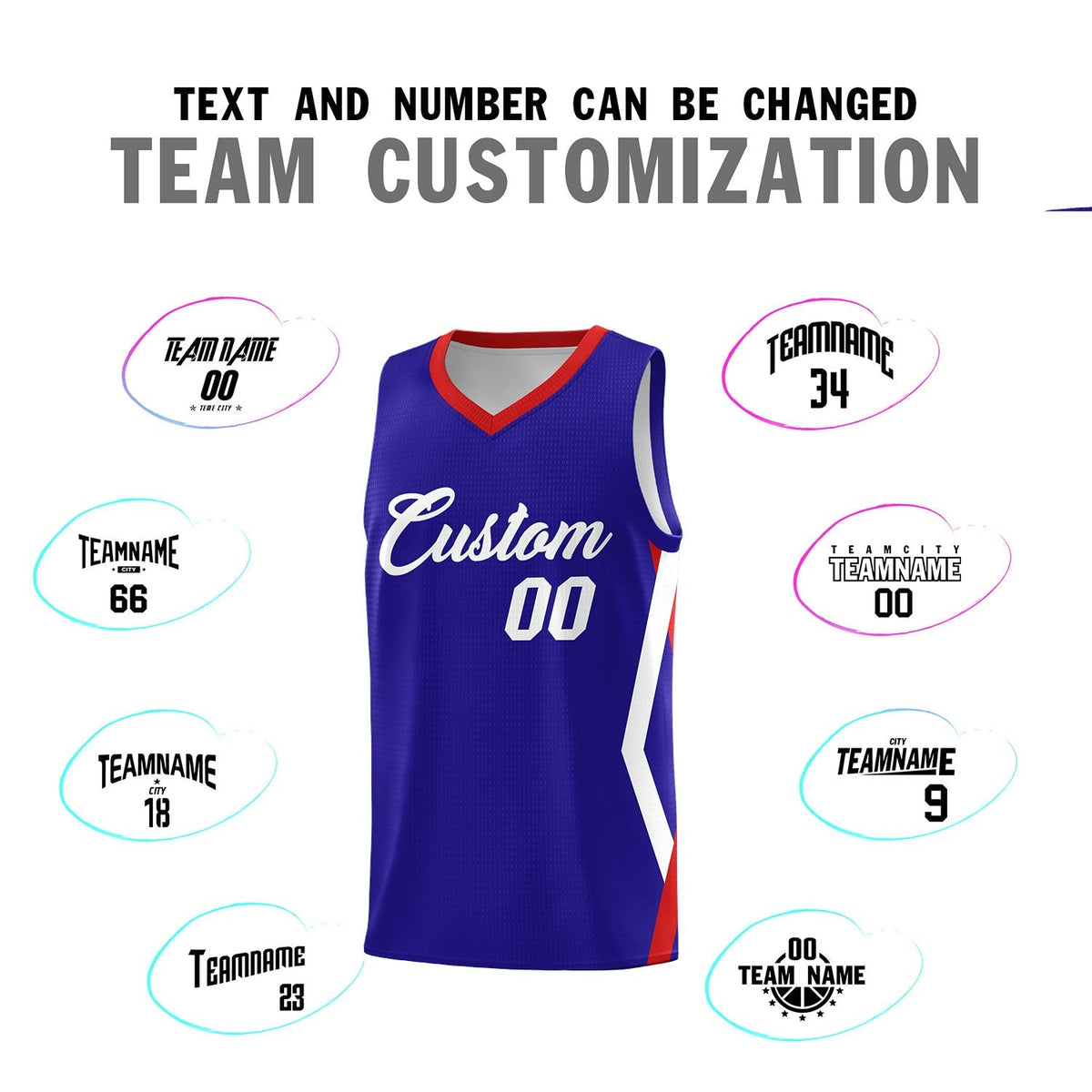 Custom Royal Side Rhombus Graffiti Pattern Kits Basketball Jersey|KXKSHOP