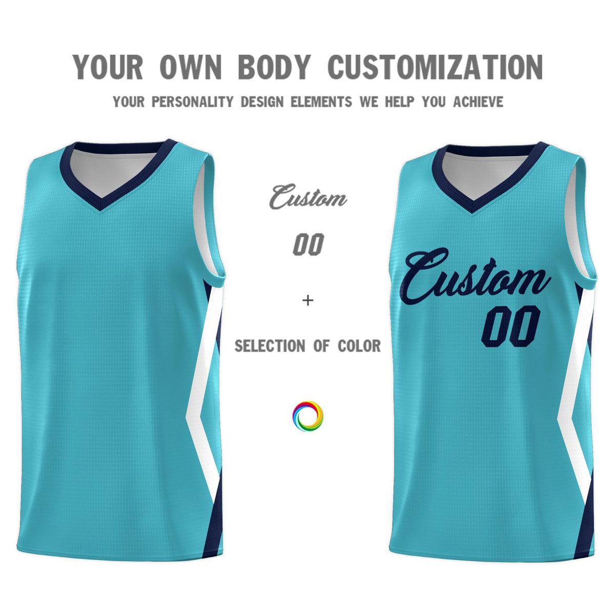 Custom Sky Blue Side Rhombus Graffiti Pattern Kits Basketball Jersey|KXKSHOP