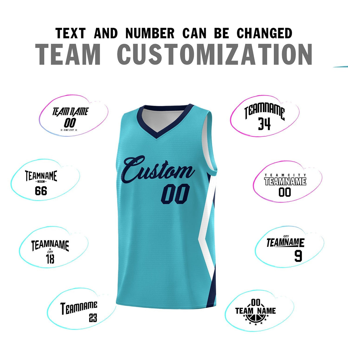 Custom Sky Blue Side Rhombus Graffiti Pattern Kits Basketball Jersey|KXKSHOP