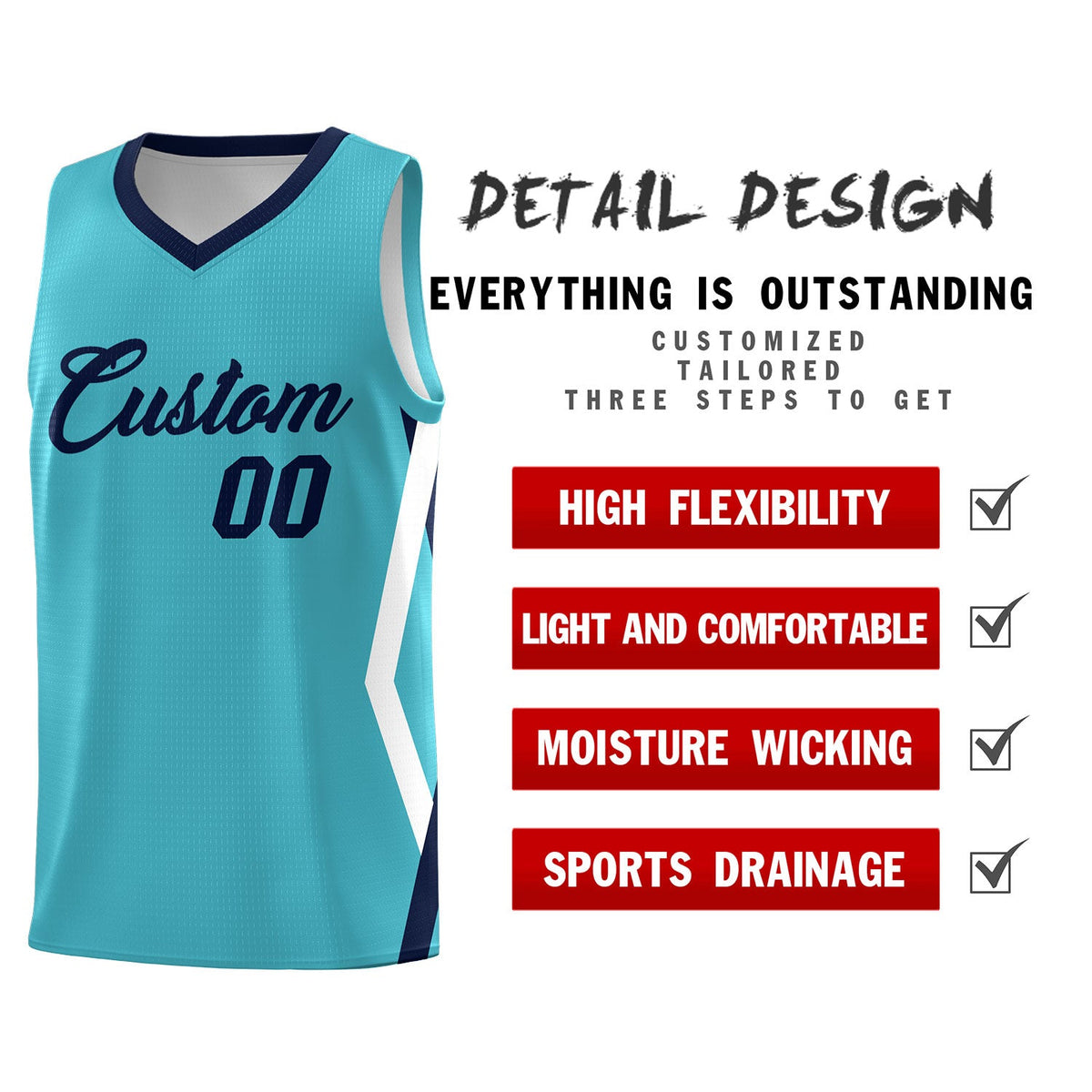 Custom Sky Blue Side Rhombus Graffiti Pattern Kits Basketball Jersey|KXKSHOP