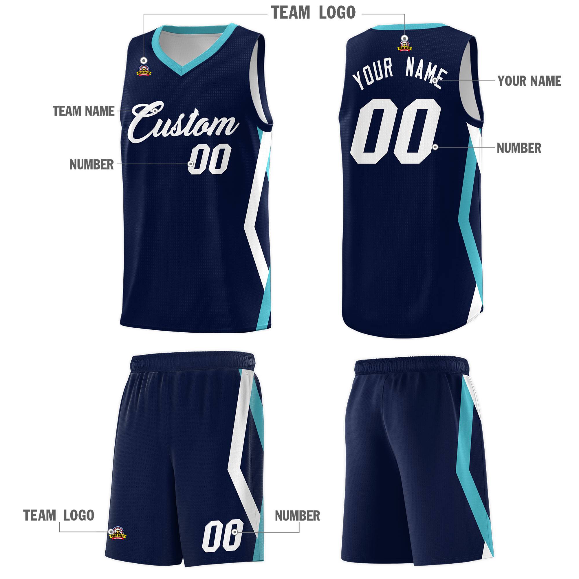 Custom Navy Side Rhombus Graffiti Pattern Kits Basketball Jersey|KXKSHOP
