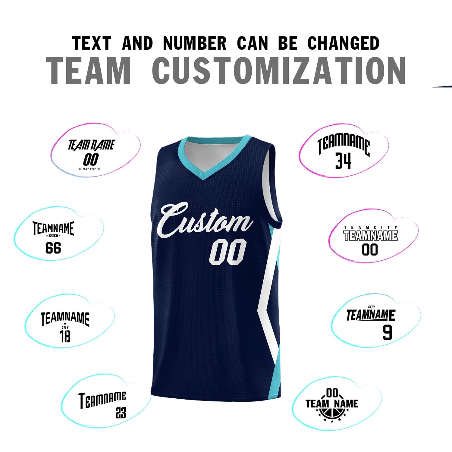 Custom Navy Side Rhombus Graffiti Pattern Kits Basketball Jersey|KXKSHOP