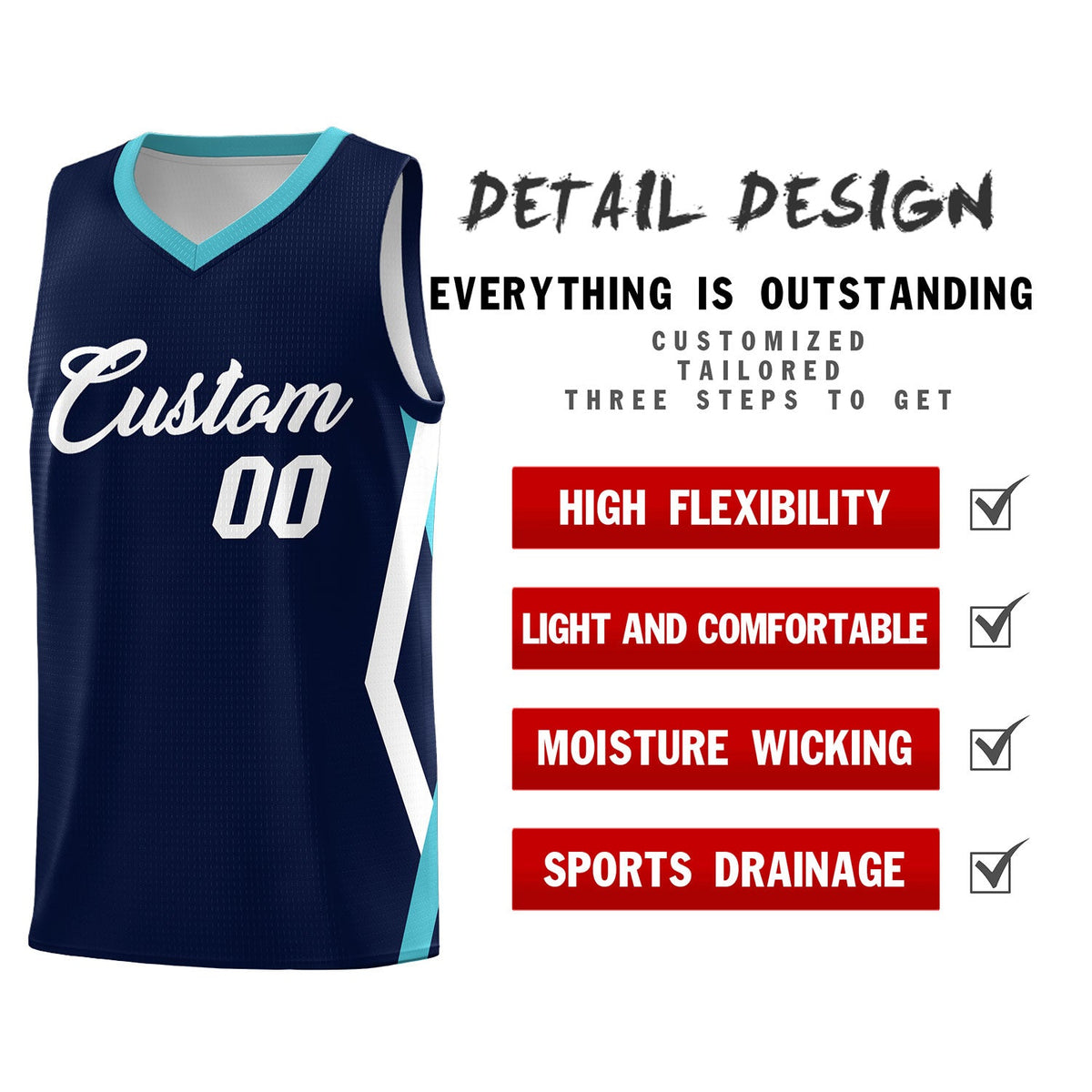 Custom Navy Side Rhombus Graffiti Pattern Kits Basketball Jersey|KXKSHOP