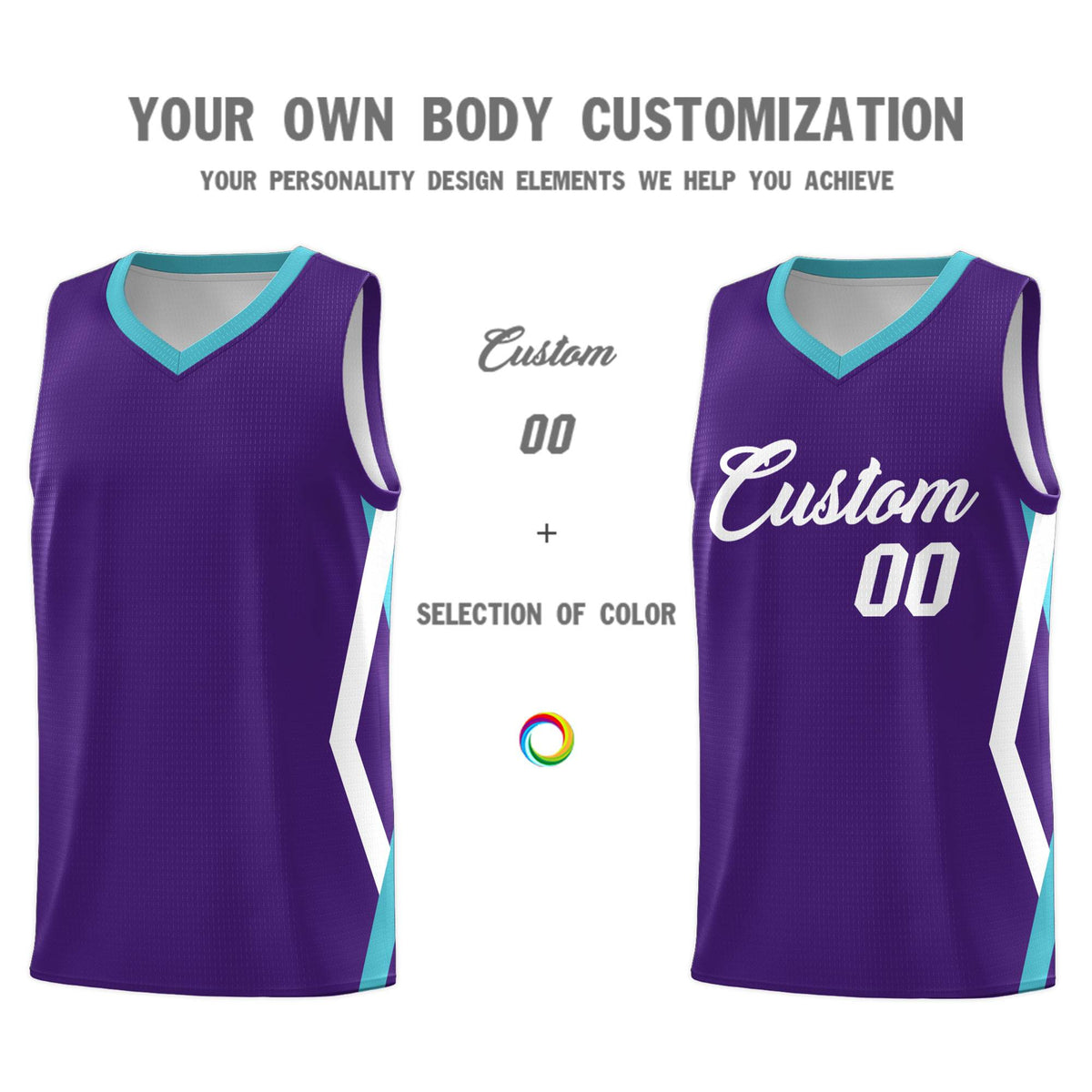 Custom Purple Side Rhombus Graffiti Pattern Kits Basketball Jersey|KXKSHOP