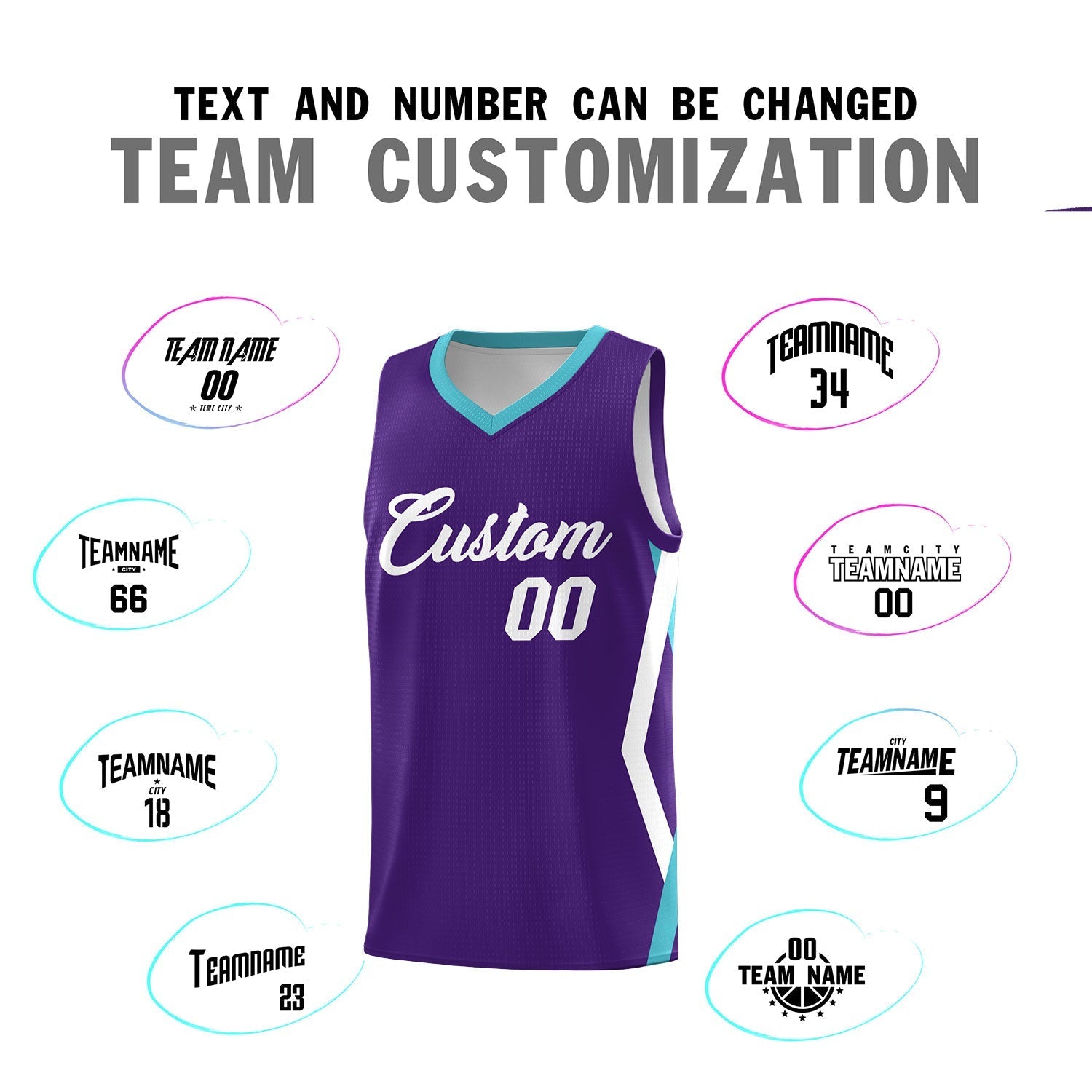 Custom Purple Side Rhombus Graffiti Pattern Kits Basketball Jersey|KXKSHOP