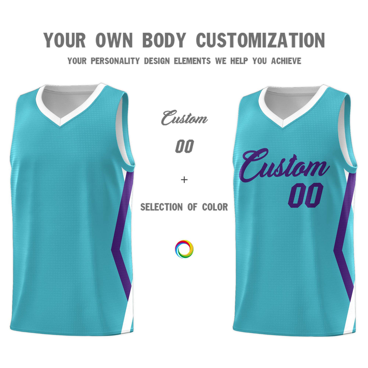 Custom Sky Blue Side Rhombus Graffiti Pattern Kits Basketball Jersey|KXKSHOP