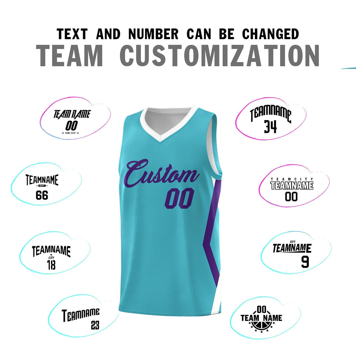 Custom Sky Blue Side Rhombus Graffiti Pattern Kits Basketball Jersey|KXKSHOP