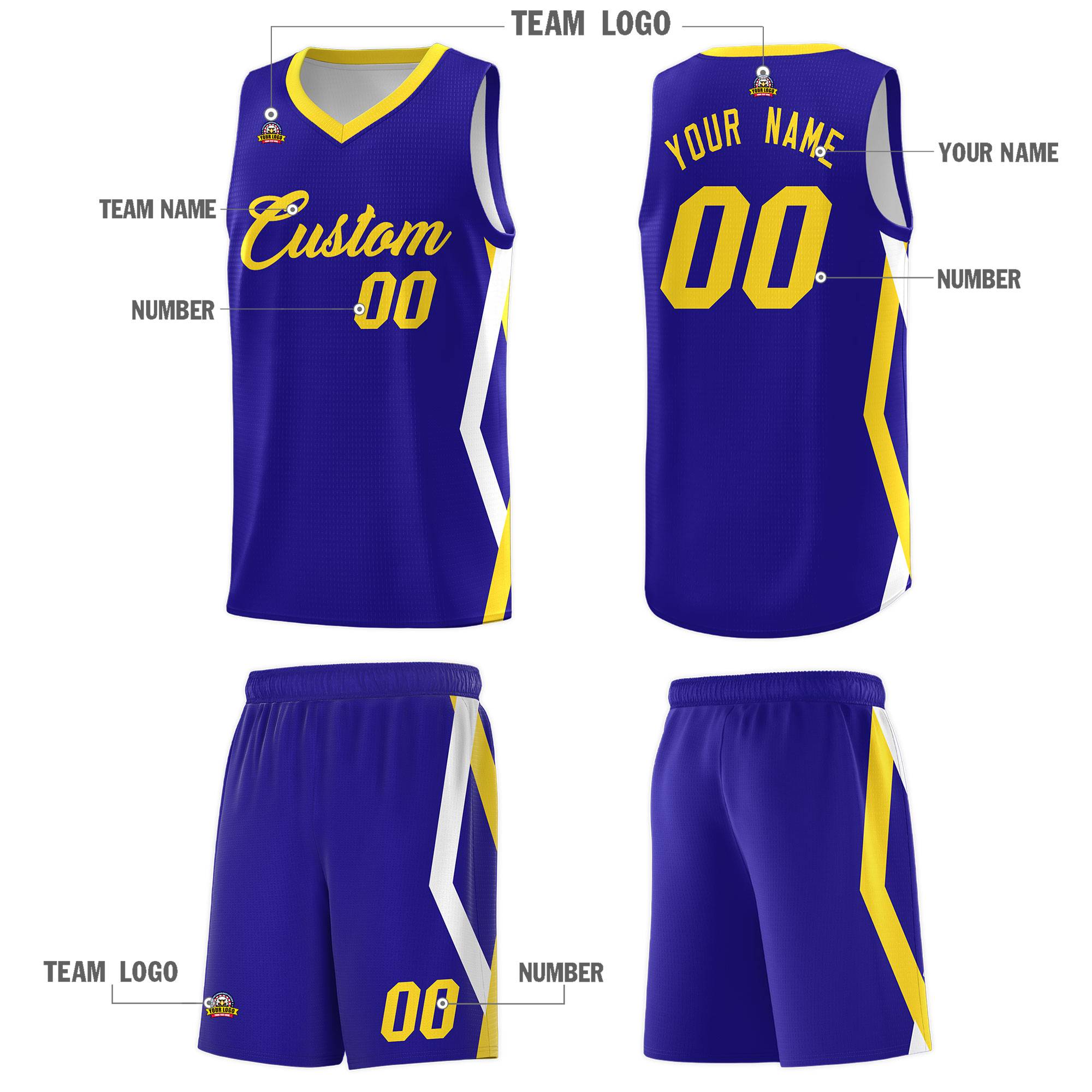 Custom Royal Side Rhombus Graffiti Pattern Kits Basketball Jersey|KXKSHOP
