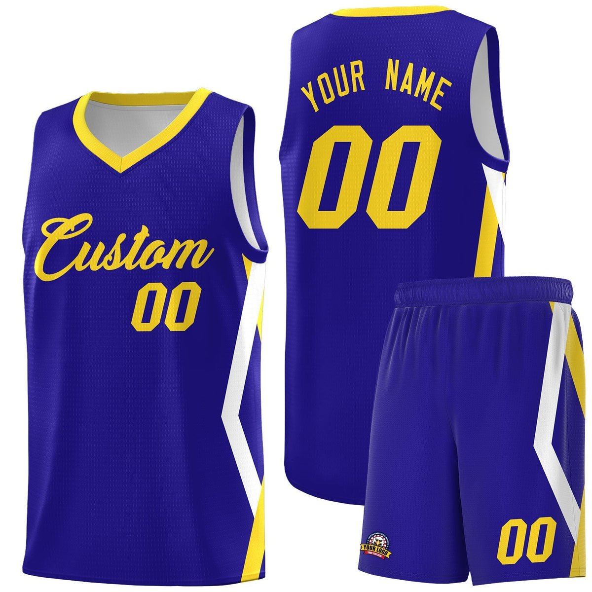 Custom Royal Side Rhombus Graffiti Pattern Kits Basketball Jersey|KXKSHOP