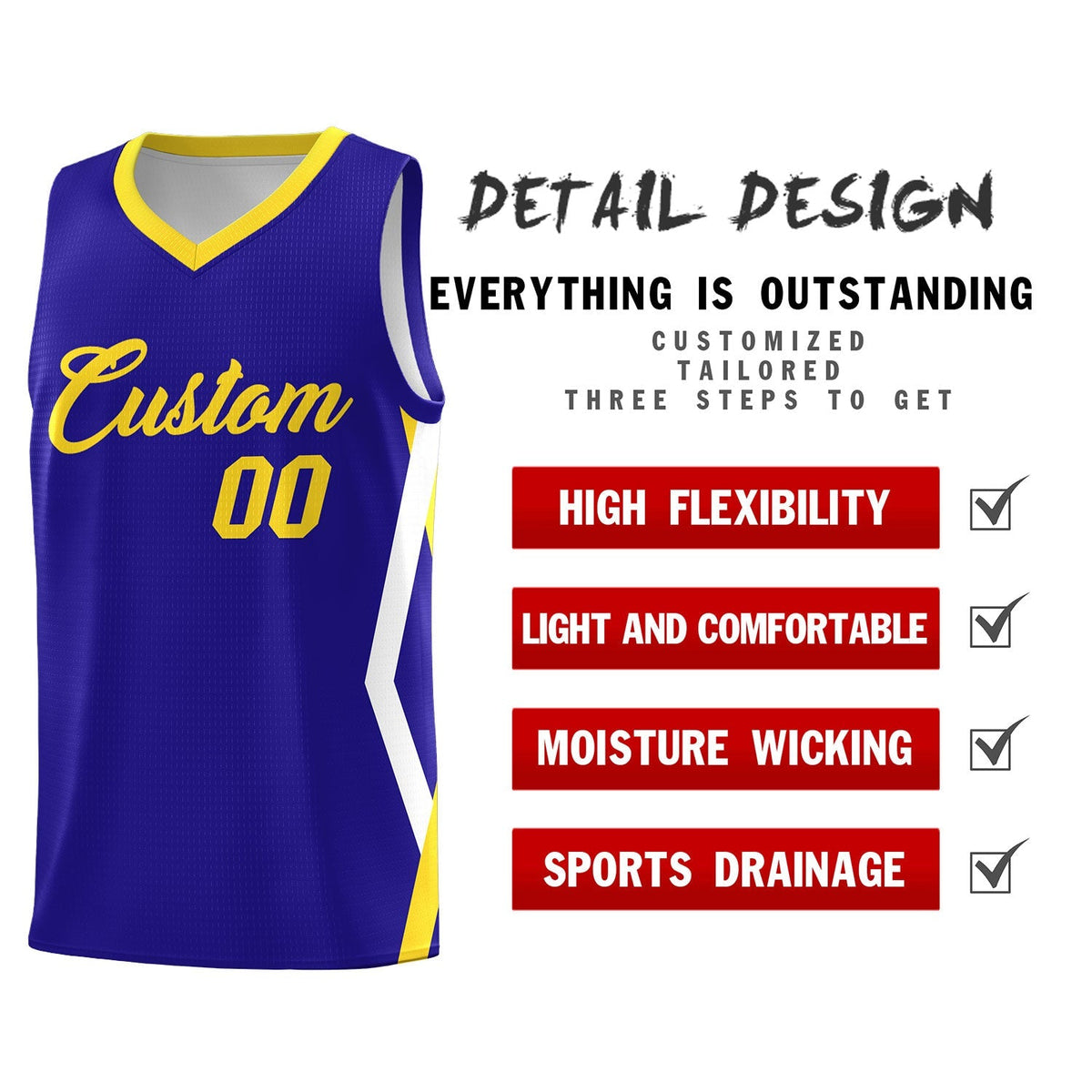 Custom Royal Side Rhombus Graffiti Pattern Kits Basketball Jersey|KXKSHOP