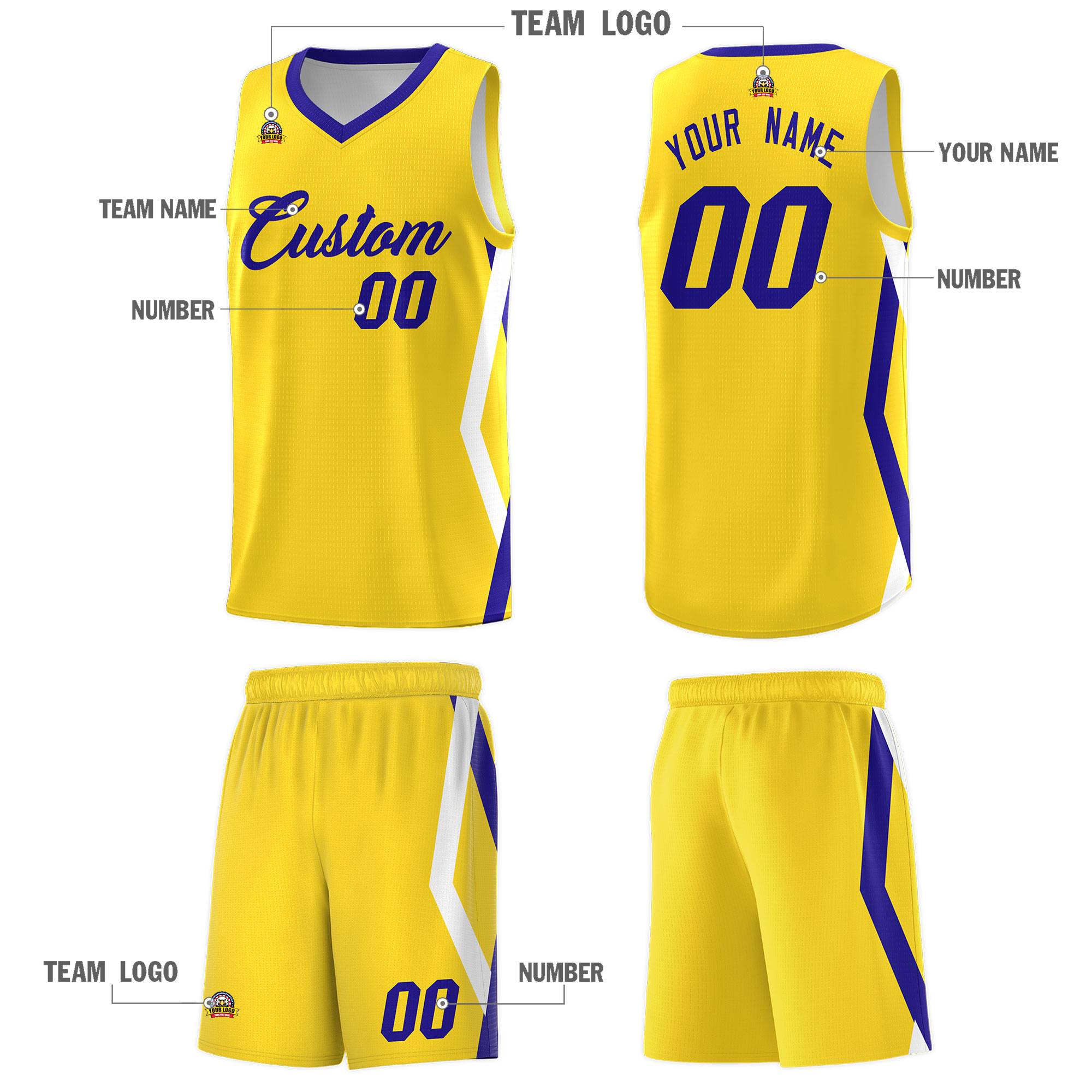 Custom Gold Side Rhombus Graffiti Pattern Kits Basketball Jersey|KXKSHOP