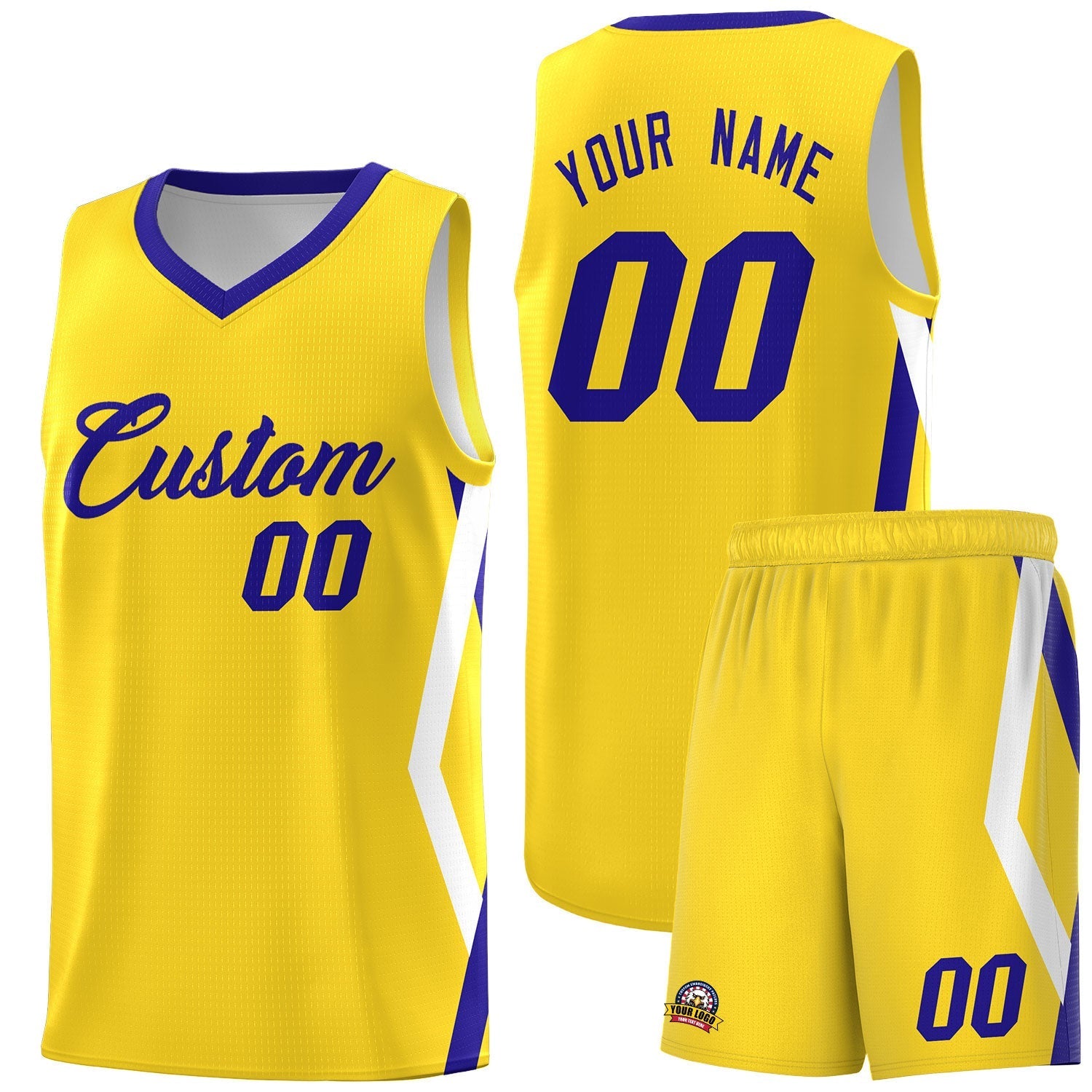 Custom Gold Side Rhombus Graffiti Pattern Kits Basketball Jersey|KXKSHOP