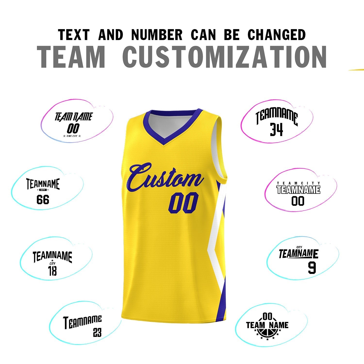 Custom Gold Side Rhombus Graffiti Pattern Kits Basketball Jersey|KXKSHOP