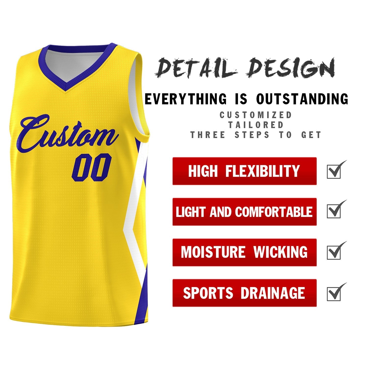 Custom Gold Side Rhombus Graffiti Pattern Kits Basketball Jersey|KXKSHOP