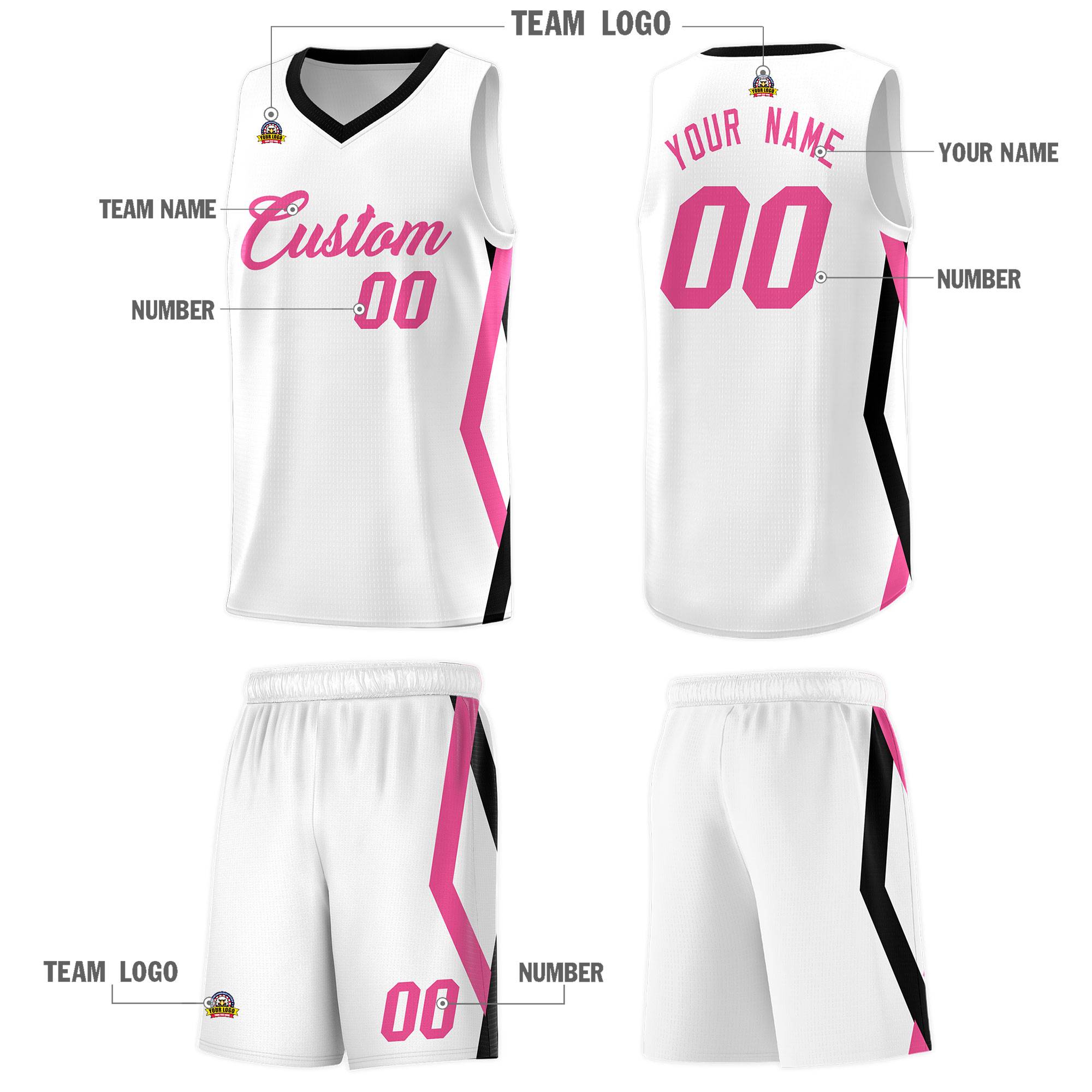 Custom White Side Rhombus Graffiti Pattern Kits Basketball Jersey|KXKSHOP