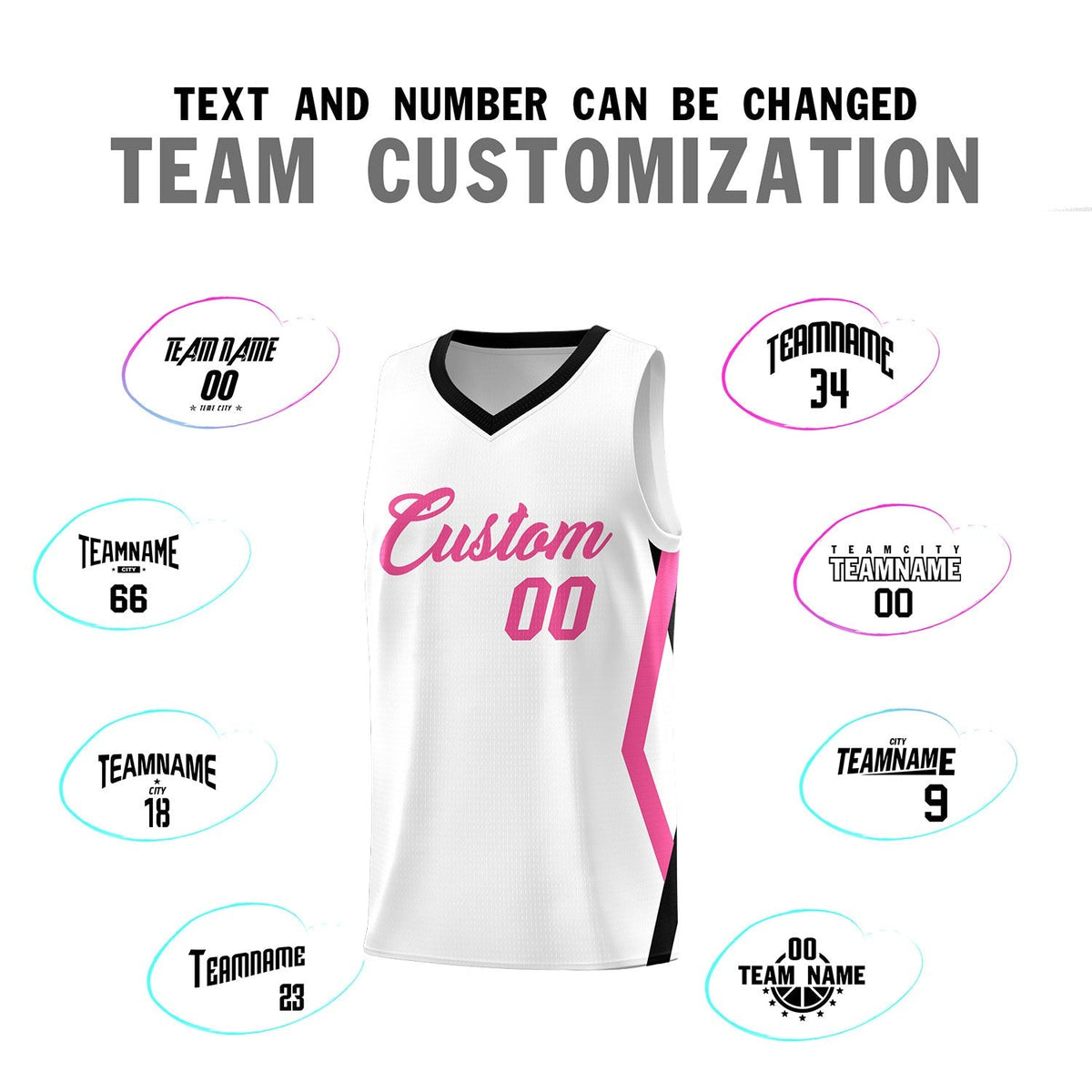 Custom White Side Rhombus Graffiti Pattern Kits Basketball Jersey|KXKSHOP