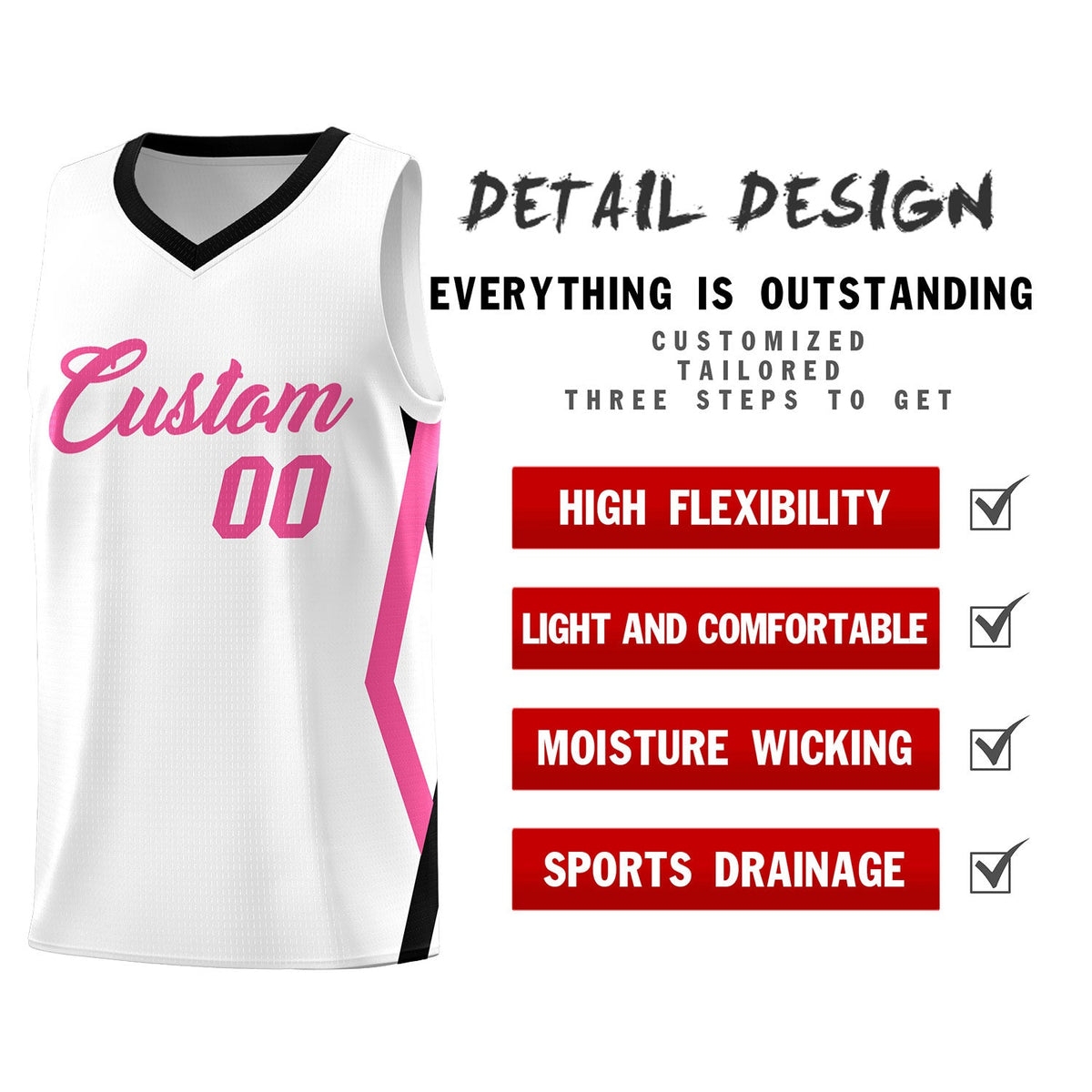 Custom White Side Rhombus Graffiti Pattern Kits Basketball Jersey|KXKSHOP