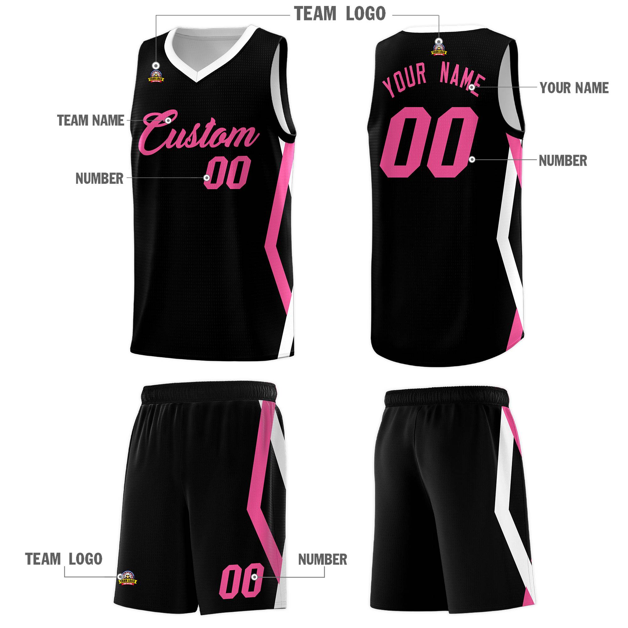 Custom Black Side Rhombus Graffiti Pattern Kits Basketball Jersey|KXKSHOP