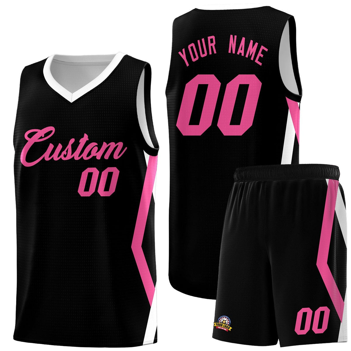 Custom Black Side Rhombus Graffiti Pattern Kits Basketball Jersey|KXKSHOP