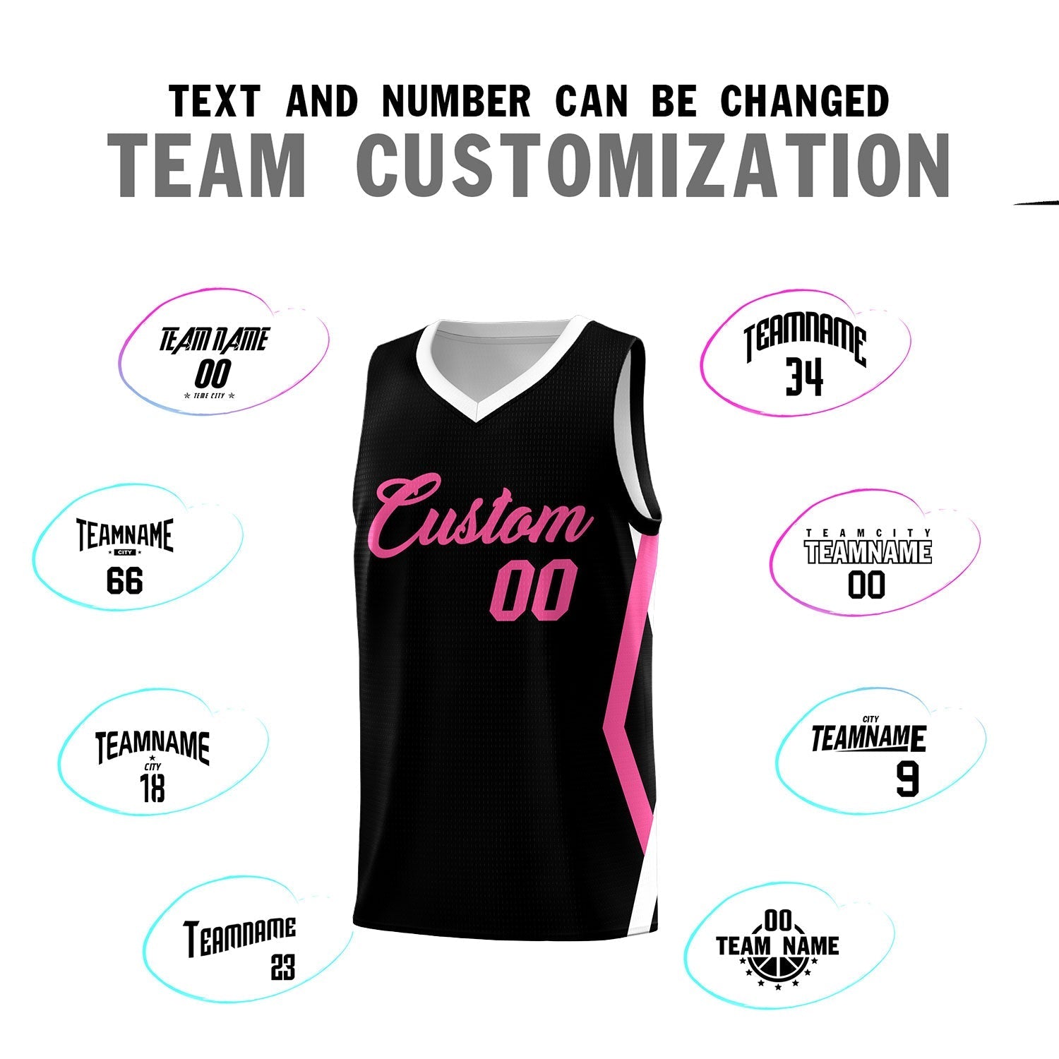 Custom Black Side Rhombus Graffiti Pattern Kits Basketball Jersey|KXKSHOP