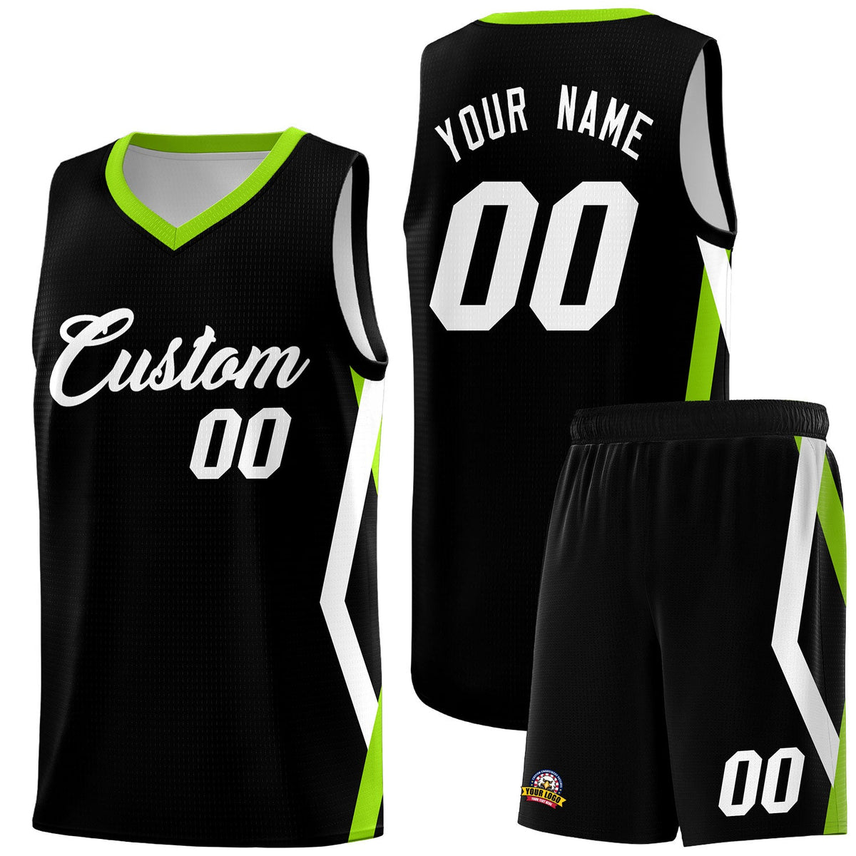 Custom Black Side Rhombus Graffiti Pattern Kits Basketball Jersey|KXKSHOP